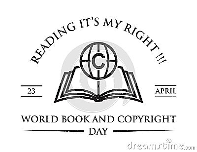 Vintage word world book and copyright day theme Vector Illustration