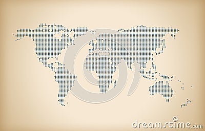 Vintage world map background, dotedl world map, high tech map, Stock Photo