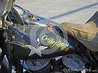 Vintage world war two army motorcycle Editorial Stock Photo