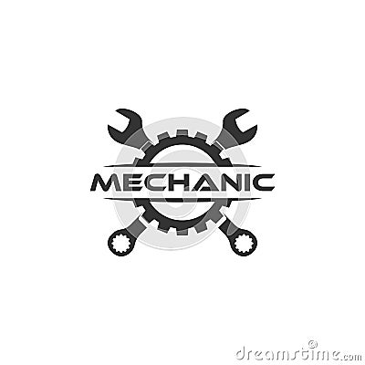 Wrench gear logo. flat logo design Vector Illustration