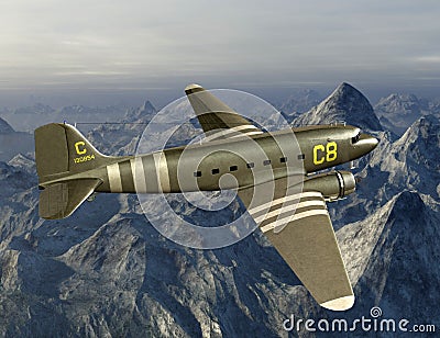 Vintage WWII Cargo Airplane Illustration Stock Photo