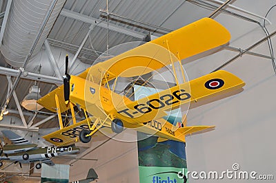 Vintage yellow airplane model at Hiller Aviation Museum, San Carlos, CA Editorial Stock Photo