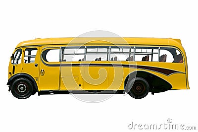 Vintage yellow bus, isolated. Stock Photo