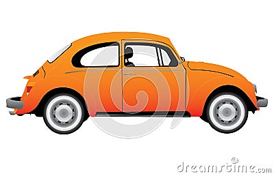 Vintage Yellow car Cartoon Illustration