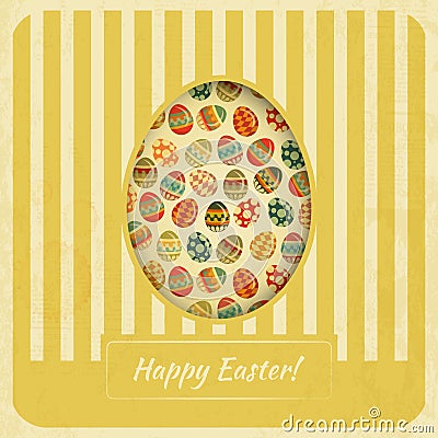 Vintage Yellow Easter Card Vector Illustration