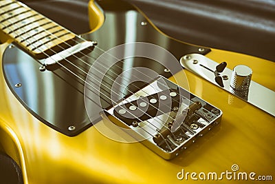 Vintage Yellow Electric Guitar Stock Photo