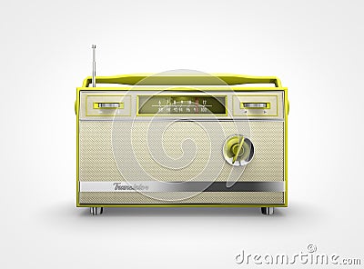Vintage yellow radio in front view Stock Photo