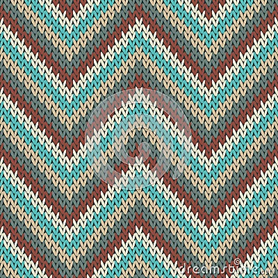 Vintage zigzag chevron stripes knitted texture Vector Illustration