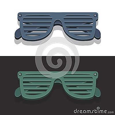 VintageStarEyeGlassesVectorWhiteAndBlackBackground Vector Illustration