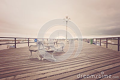 Vintge port benches Stock Photo