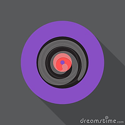 Vinyl disc flat icon. Round colorful button, gramophone record circular vector sign, logo illustration. Vector Illustration