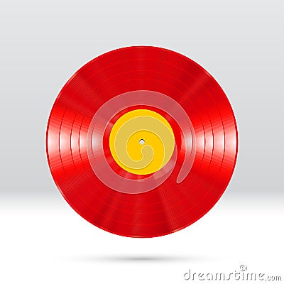 Vinyl disc 12 inch LP record with colorful grooves, shiny tracks Vector Illustration