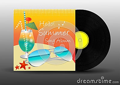 Vinyl disc record summer song album vector Vector Illustration