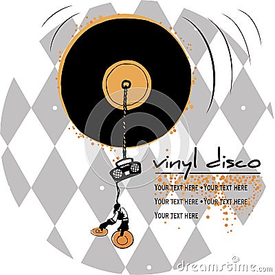 Vinyl disco emblem Vector Illustration