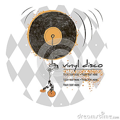 Vinyl disco emblem Stock Photo