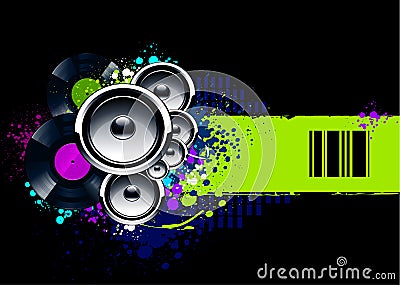 with vinyl discs Vector Illustration