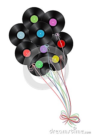 Vinyl disks as balloons Vector Illustration
