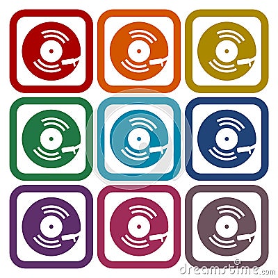 Vinyl icon, Gramophone icons set Vector Illustration