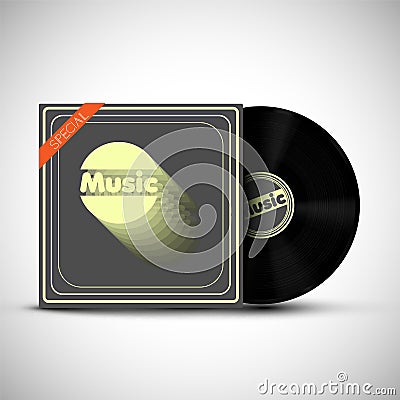 A vinyl with its cover on white background, vector Vector Illustration