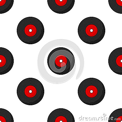 Vinyl LP Record Flat Icon Seamless Pattern Vector Illustration