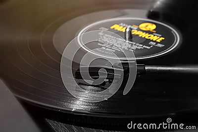 Vinyl LP Record noir yellow Editorial Stock Photo