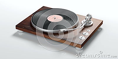 Vinyl LP record player isolated on white background Cartoon Illustration