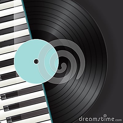 Vinyl with piano keys background Vector Illustration