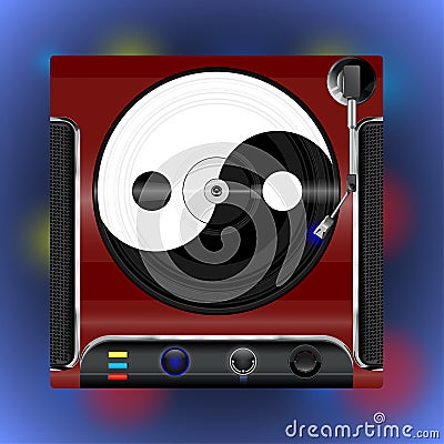 Vinyl player with plate Vector Illustration