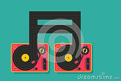 Vinyl player turntable icon. DJ music concept Vector Illustration