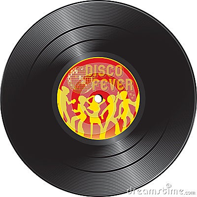 Vinyl record with disco fever Vector Illustration
