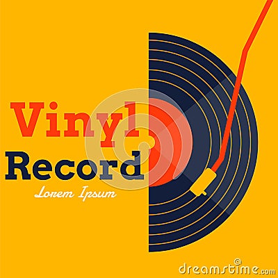 Vinyl record music vector with yellow background graphic Vector Illustration