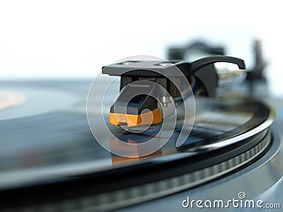 Vinyl record player stylus close up detail image Stock Photo