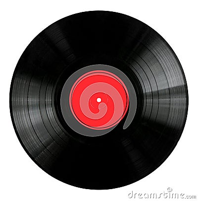 Vinyl Record with Red Label Stock Photo