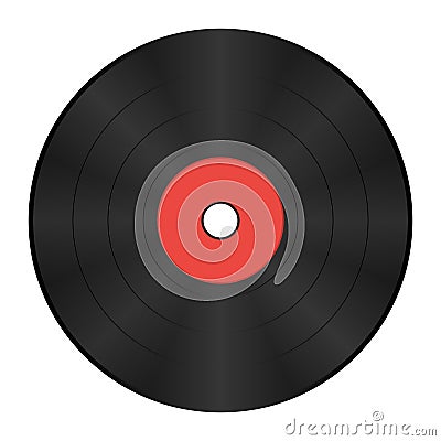Vinyl record with red label Vector Illustration