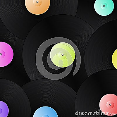 Vinyl records background Vector Illustration