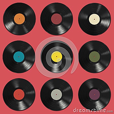 Vinyl records pattern Vector Illustration