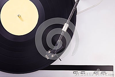Vinyl retro cellphone. Retro audio in studio. Stock Photo