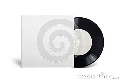 Vinyl single record in cardboard cover on white background Stock Photo