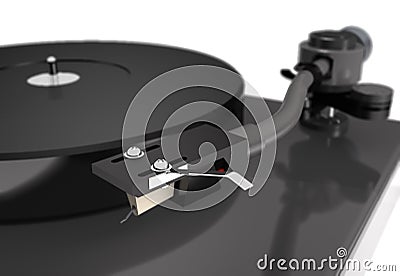 Vinyl turntable close-up 3d illustration. Cartoon Illustration