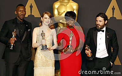 Viola Davis, Casey Affleck, Mahershala Ali and Emma Stone Editorial Stock Photo