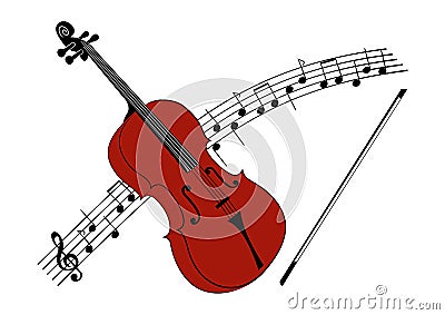 Viola or a violin with a string Vector Illustration