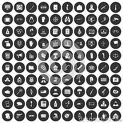 100 violation icons set black circle Vector Illustration