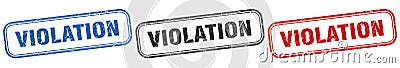 violation square isolated sign set. violation stamp. Vector Illustration