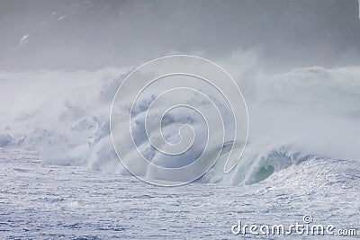 Violent large waves crashing ocean Stock Photo