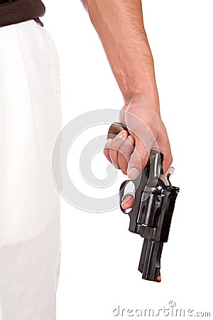 Violent Man Holding Gun Stock Photo