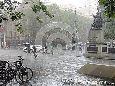 Violent rain in Melbourne Editorial Stock Photo