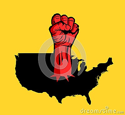 Violent revolution, uprising and unrest in USA Vector Illustration