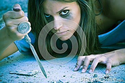 Violent woman Stock Photo