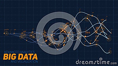 Violet abstract binary wave. 3D big data visualization. Intricate financial data threads analysis. Business analytics Vector Illustration