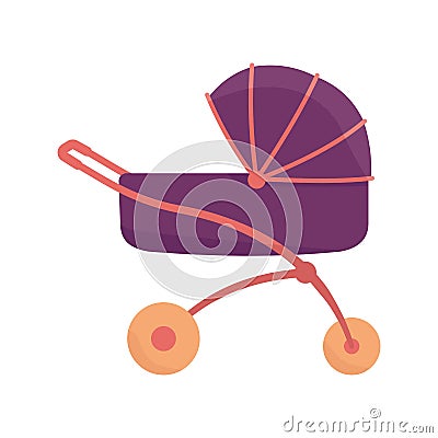 Violet baby carriage Vector Illustration